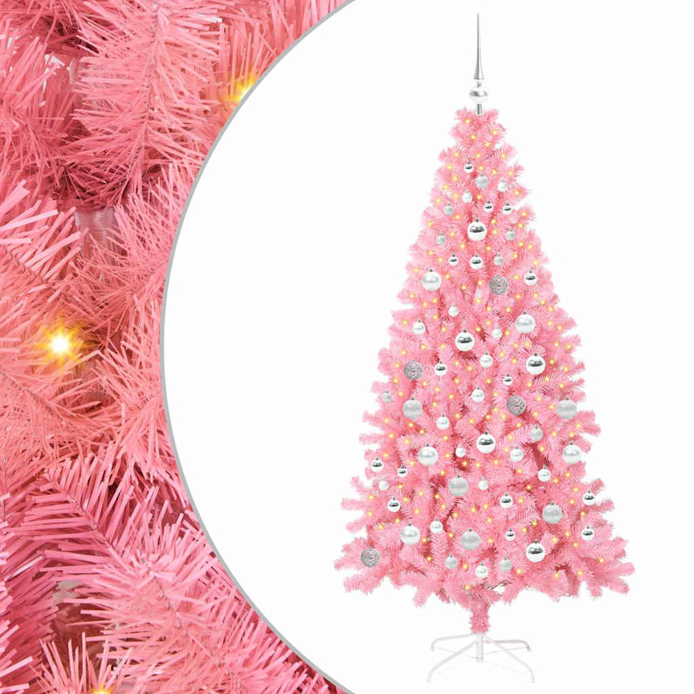 Sapin de noël avec 300 led avec support rose 180 cm pvc