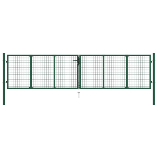 Portail de jardin en acier grillagé 400 x 100 cm vert