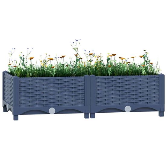 Jardinière rectangulaire en polypropylène pour extérieur gris 80x40cm