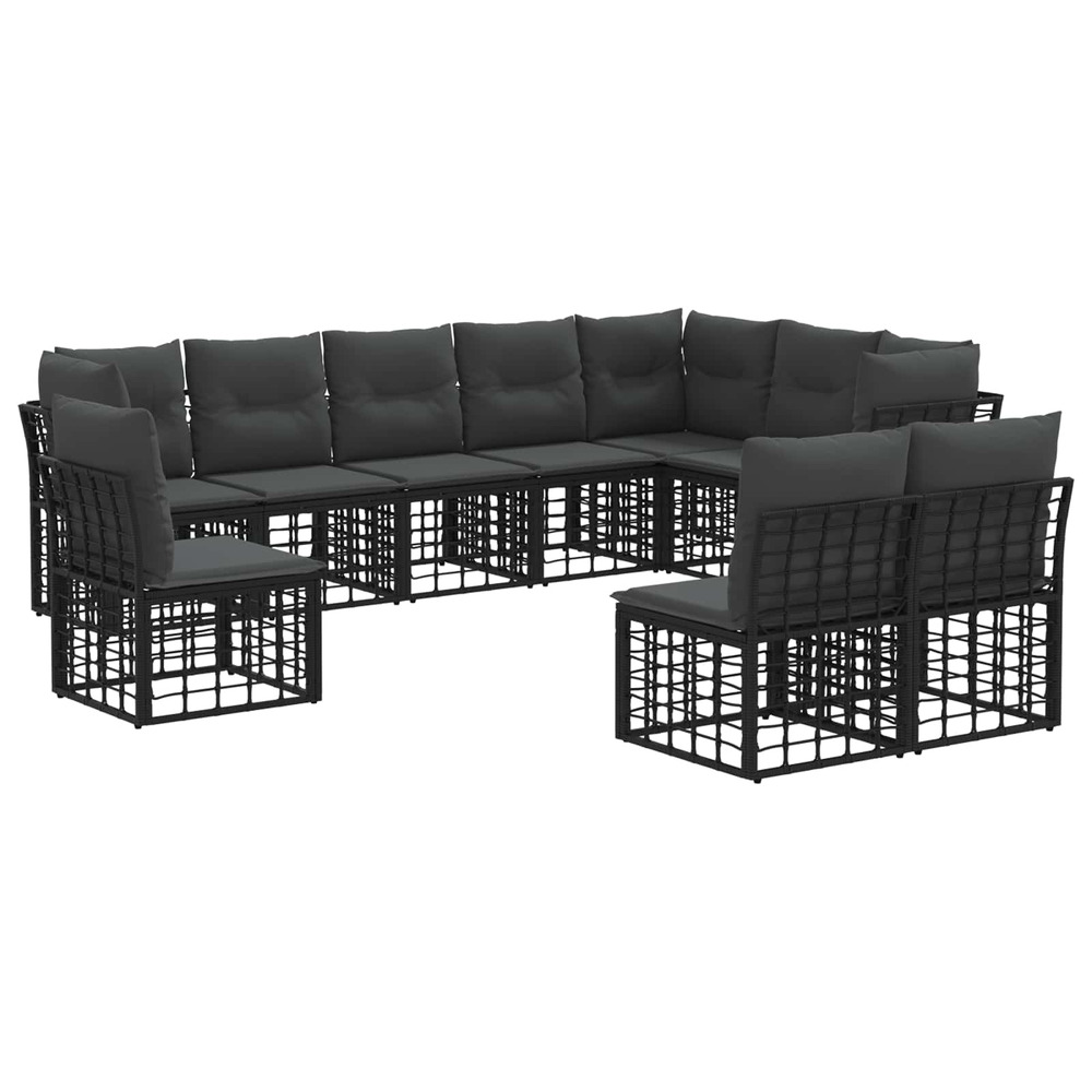 Ensemble de canapés d'extérieur noir polyester