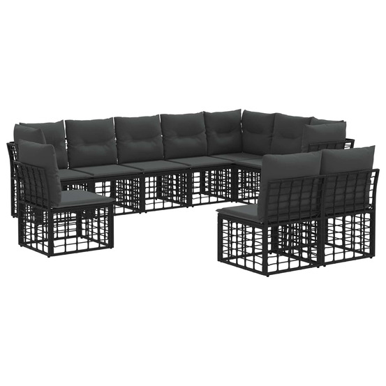 Ensemble de canapés d'extérieur noir polyester