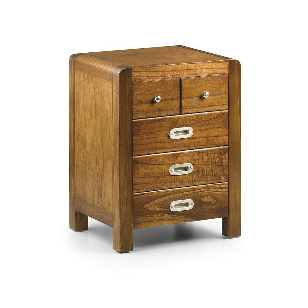 Table de chevet 5 tiroirs bronze bois marron - athénaïs décoration d'autrefois