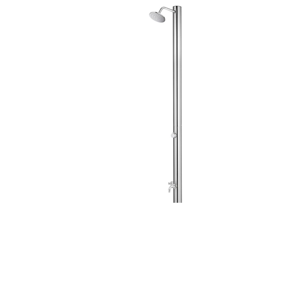 Douche de jardin avec base gris 220 cm acier inoxydable