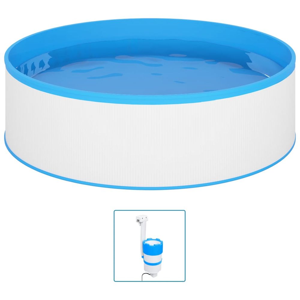 Piscine avec écumoire suspendue et pompe 350x90 cm blanc