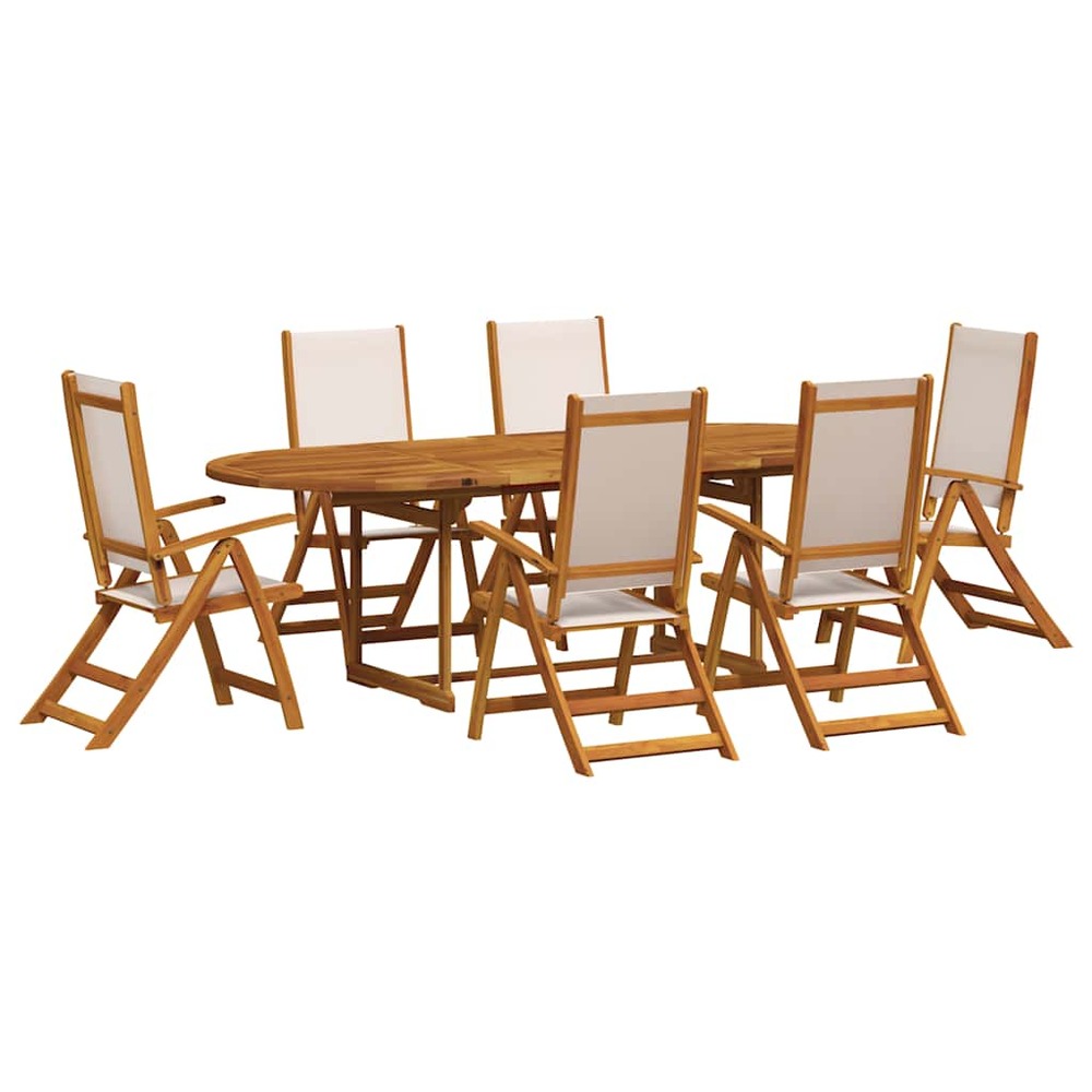 Ensemble à manger de jardin 7pcs bois d'acacia solide textilène