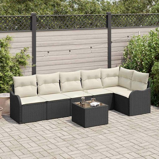 Ensemble de canapé de jardin 7 pcs marron poly rotin