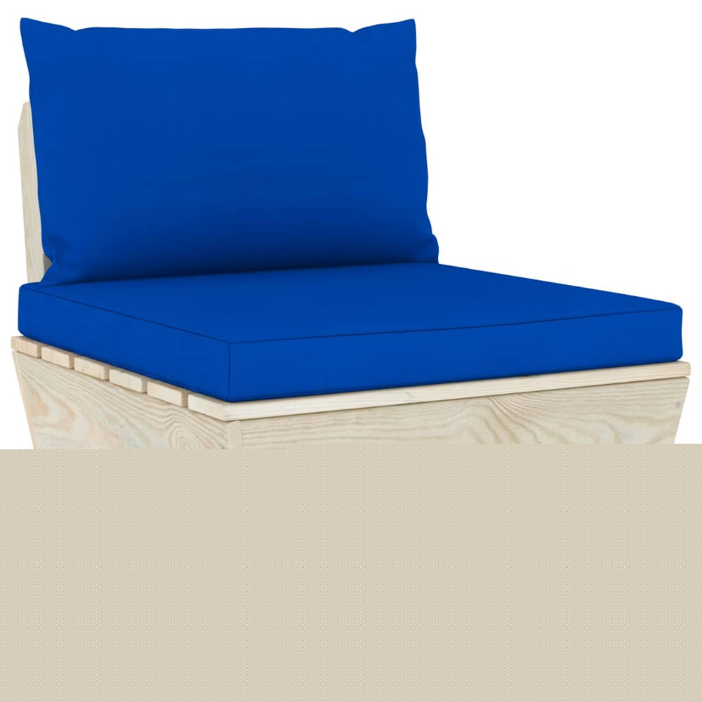 Canapé central palette de jardin avec coussins épicéa imprégné