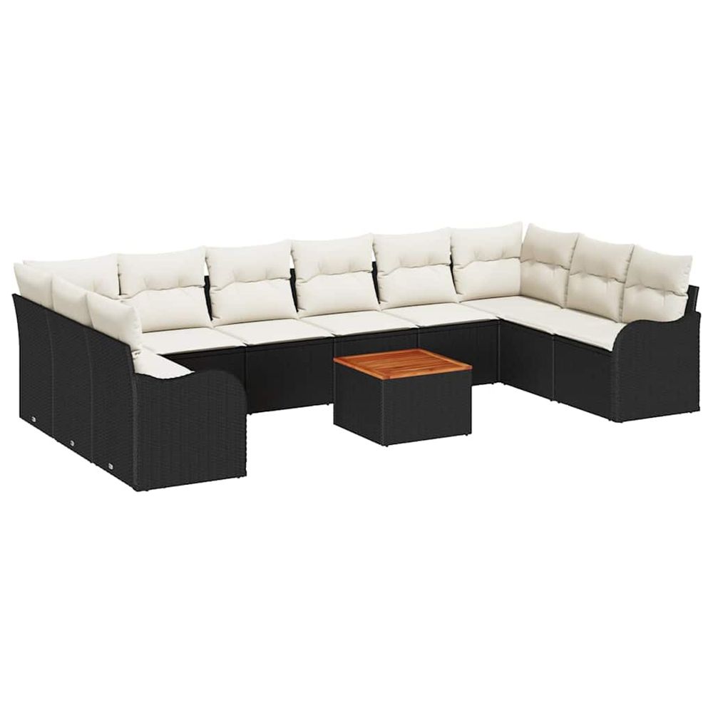 Ensemble de canapé de jardin 11 pc noir polyrotin