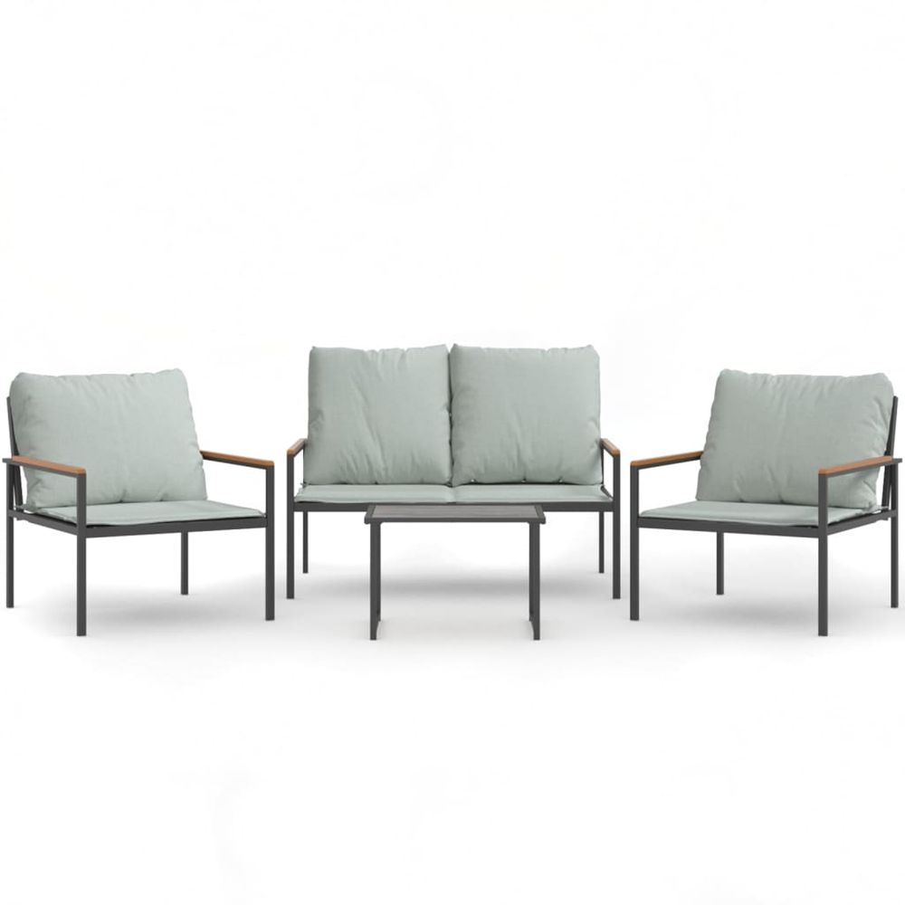 Salon de jardin avec coussins 4 pcs anthracite acier