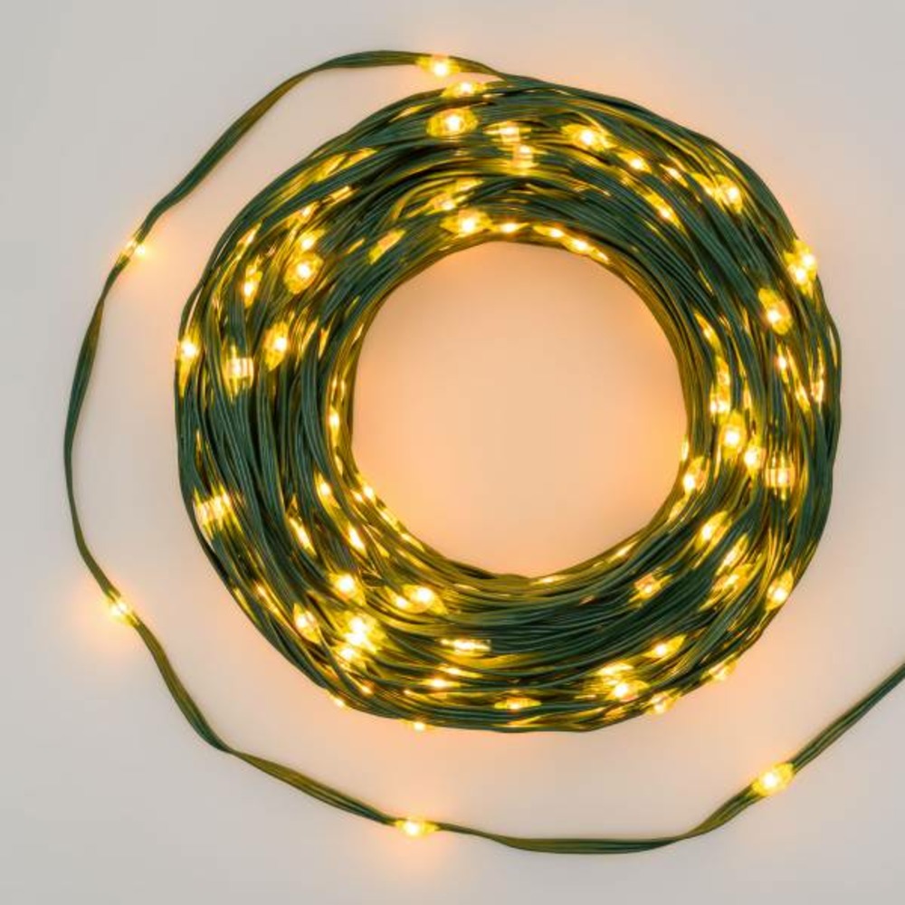 Guirlande lumineuse gouttes 45m 600 led haute luminosité ambré 8 animations câble vert ip44 lotti