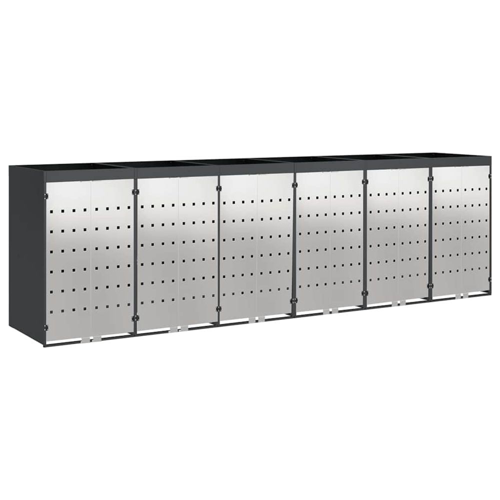 Rangement de poubelle à roulettes pour 3 poubelles anthracite