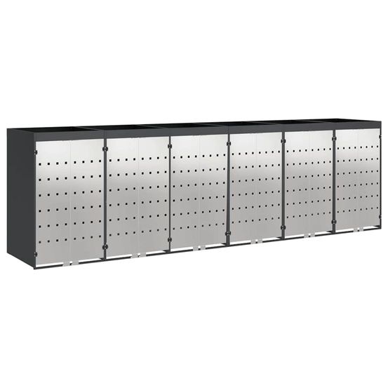 Rangement de poubelle à roulettes pour 3 poubelles anthracite