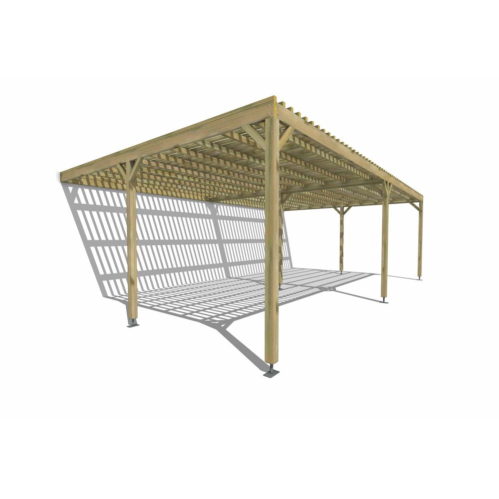 Pergola bois • 8m x 5m • adossée • sens largeur • lattage bois • livraison comprise