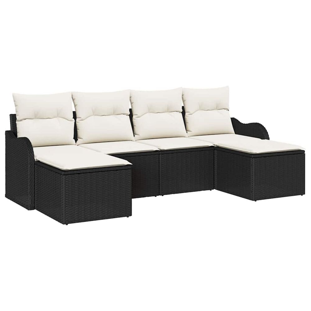 Ensemble de canapé de jardin 6 pc noir et blanc polyrotin