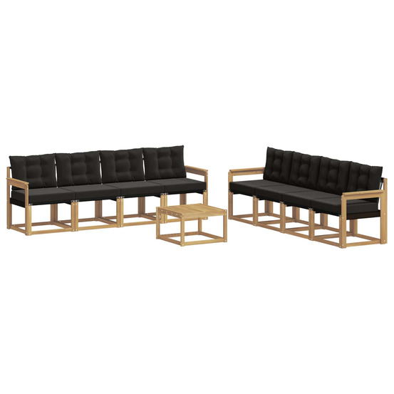 Ensemble de canapés d'extérieur 9 pcs blanc et noir