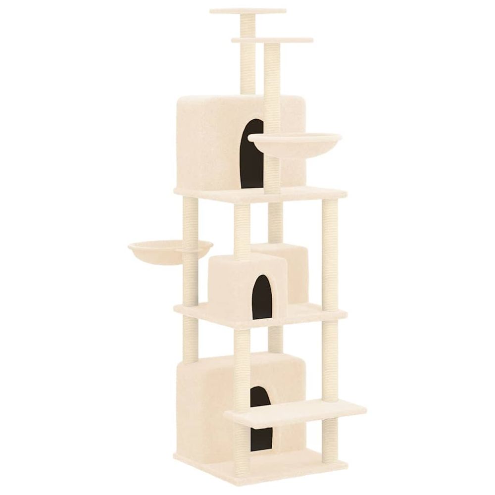 Arbre à chat avec griffoirs en sisal crème 180 cm