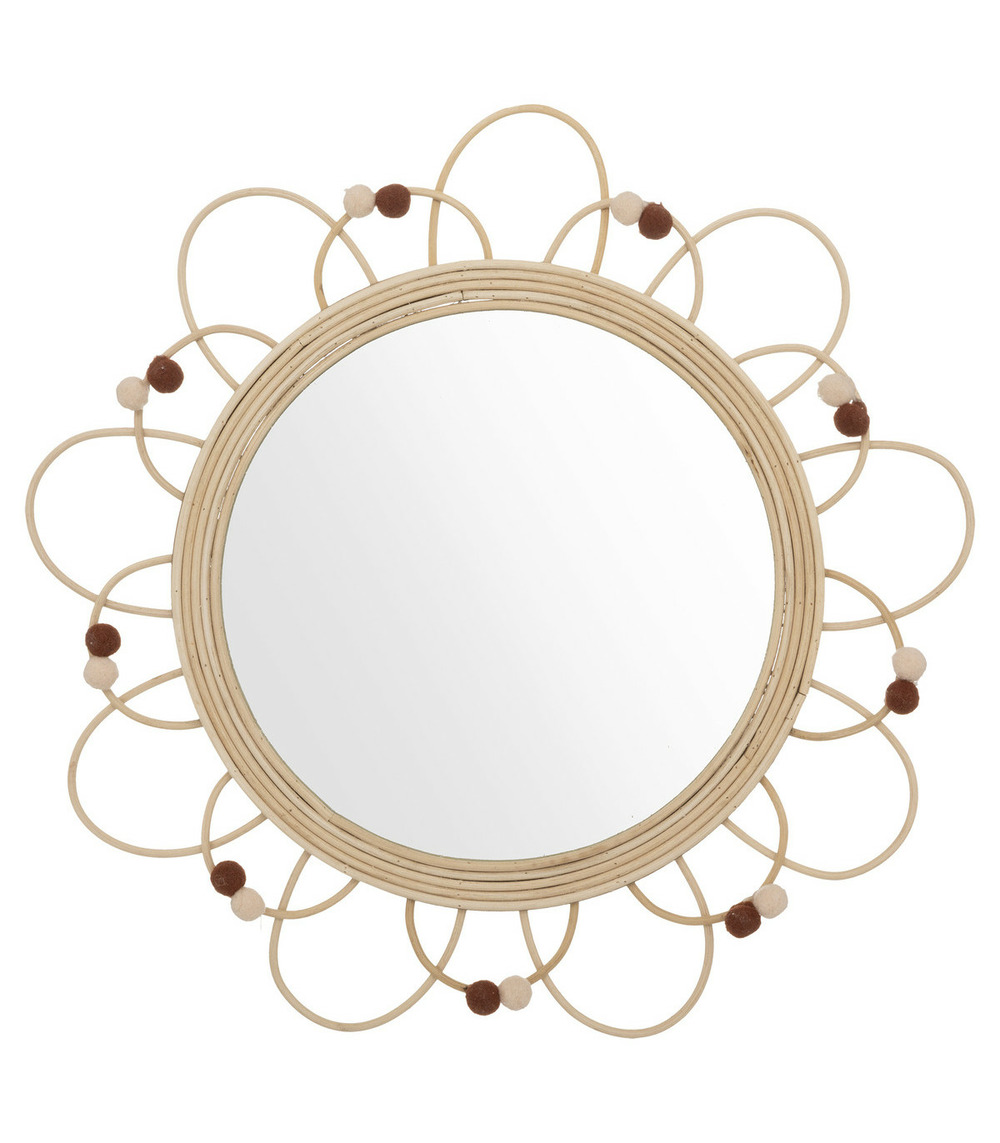 Miroir mural en rotin d 38 cm pour chambre d'enfant