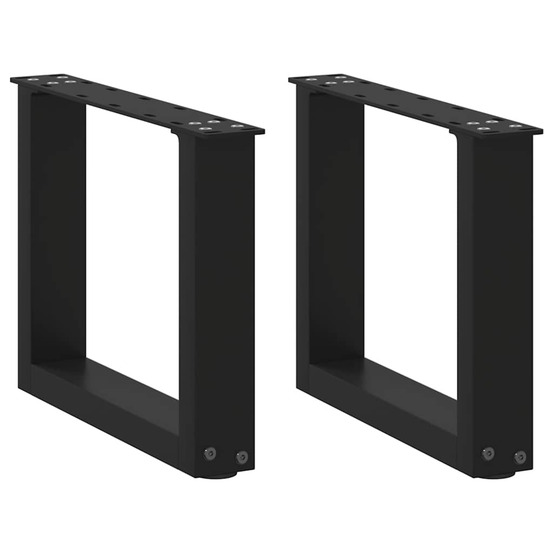 Pieds de table basse en u, 2 pièces, noir, 40 x (30-31) cm, acier