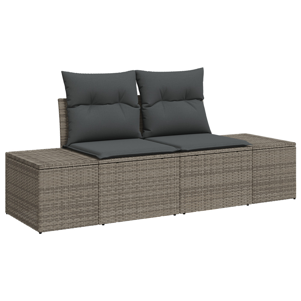 Ensemble de canapé de jardin 7 pièces avec coussins gris en poly rotin et acacia