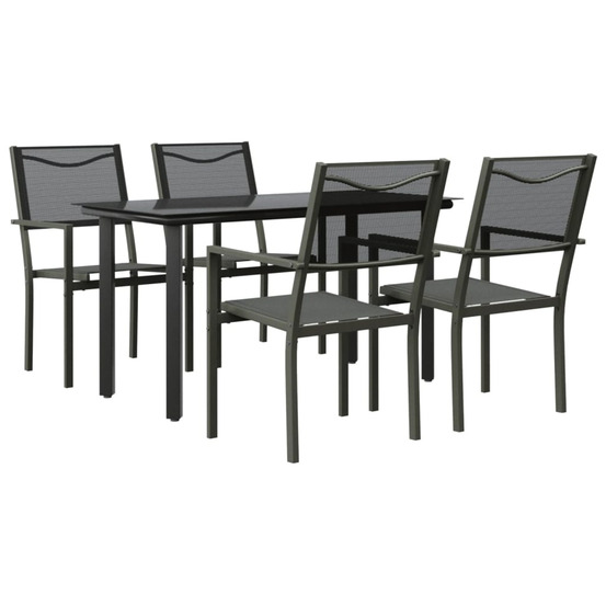 Ensemble à manger de jardin 5 pcs noir textilène et acier