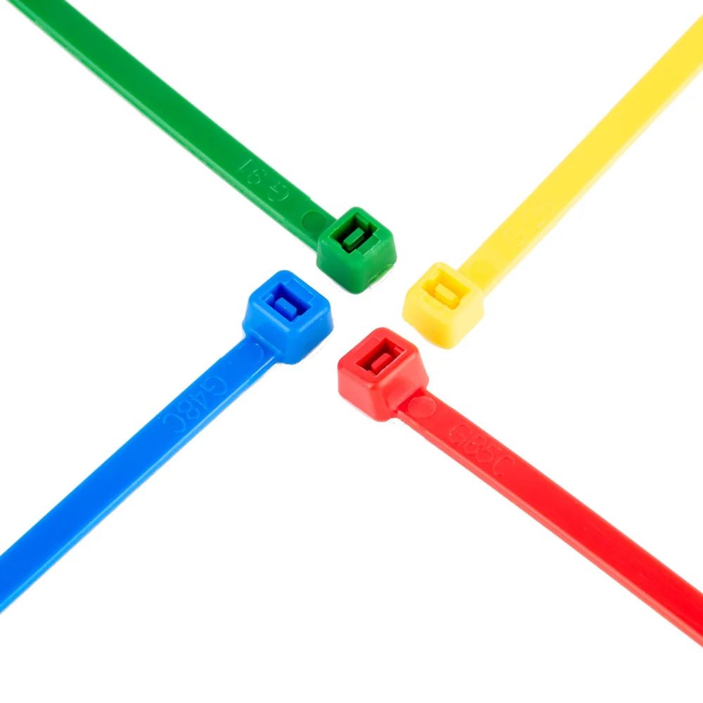 1000 colliers de serrage 200x4,8mm en lot (25xrouge 25xbleu 25xjaune 25xvert) pa6.6