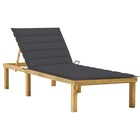 Transat chaise longue bain de soleil lit de jardin terrasse meuble d'extérieur avec coussin anthracite bois de pin imprégné 0