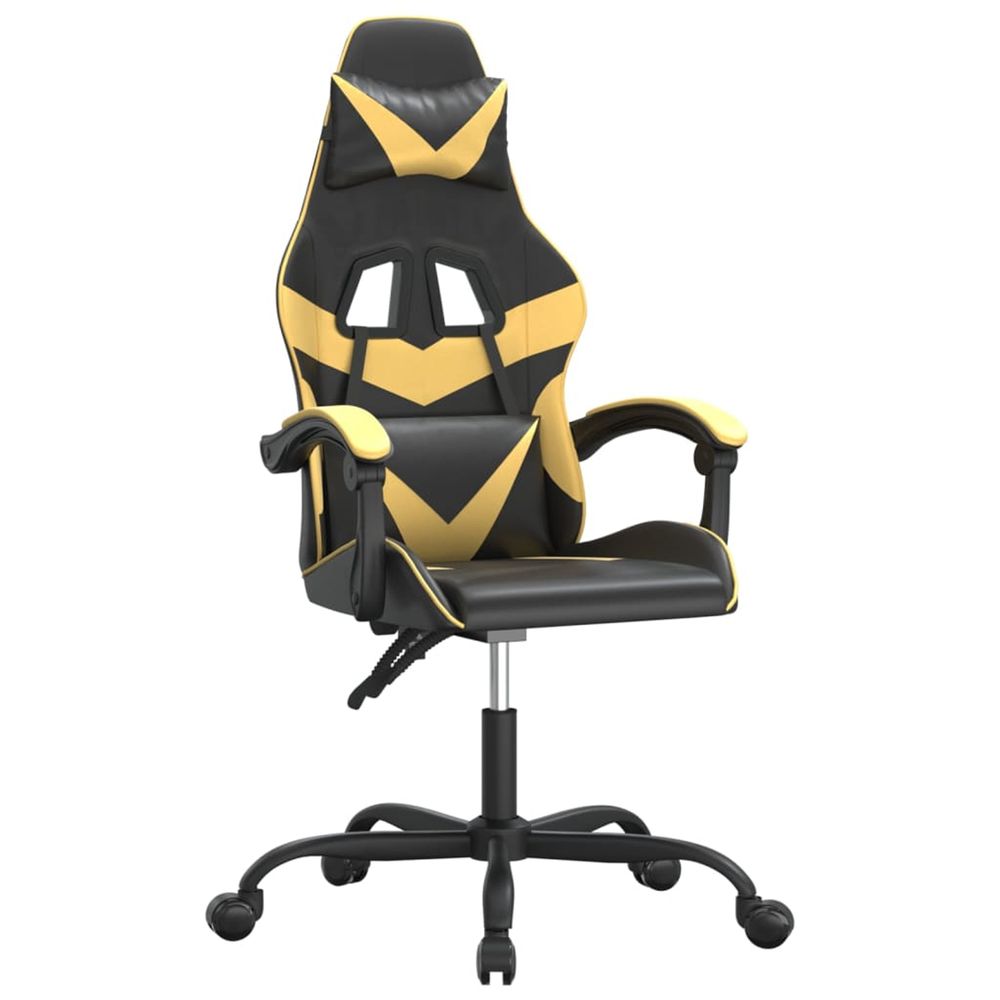 Chaise de jeu pivotante noir et doré similicuir