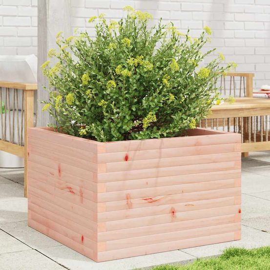 Cube de jardinage spacieux en bois de douglas – jardinière carrée pour fleurs vivaces et petits arbustes – 70x70cm nature