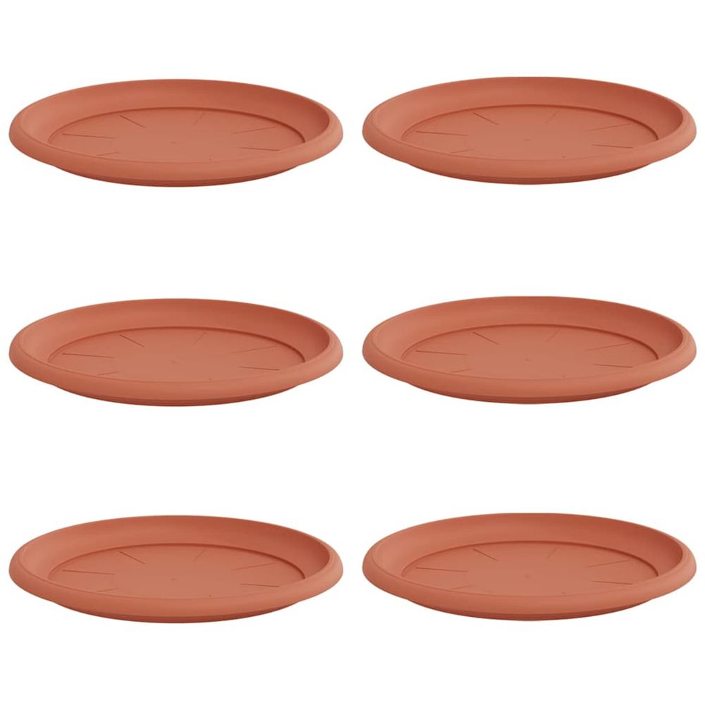 Plateau à fleurs rond 6 pc rouge brique ø 27 x 2,5 cm plastique