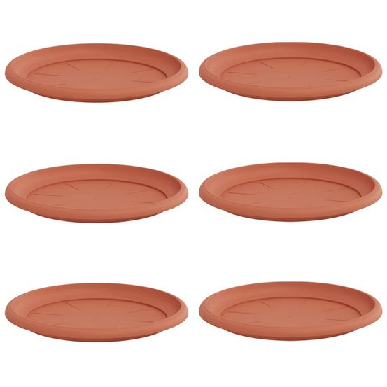 Plateau à fleurs rond 6 pc rouge brique ø 27 x 2,5 cm plastique