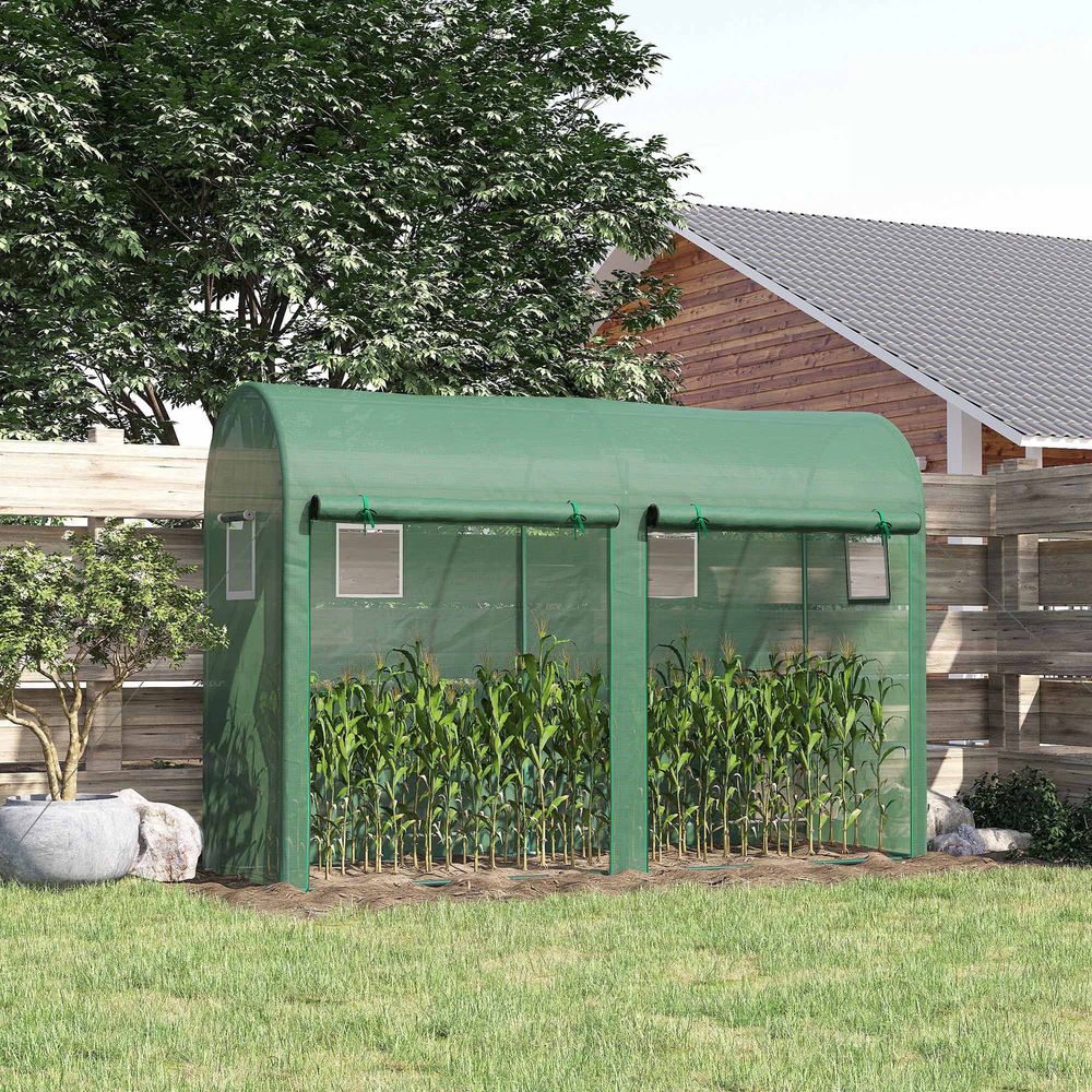Serre tunnel de jardin acier pe verte 300 x 100 x 200 cm potager tomates double porte - comfortxl outdoor living