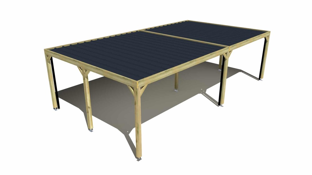 Carport bois • 9m x 5m • indépendante • sens largeur • livraison comprise