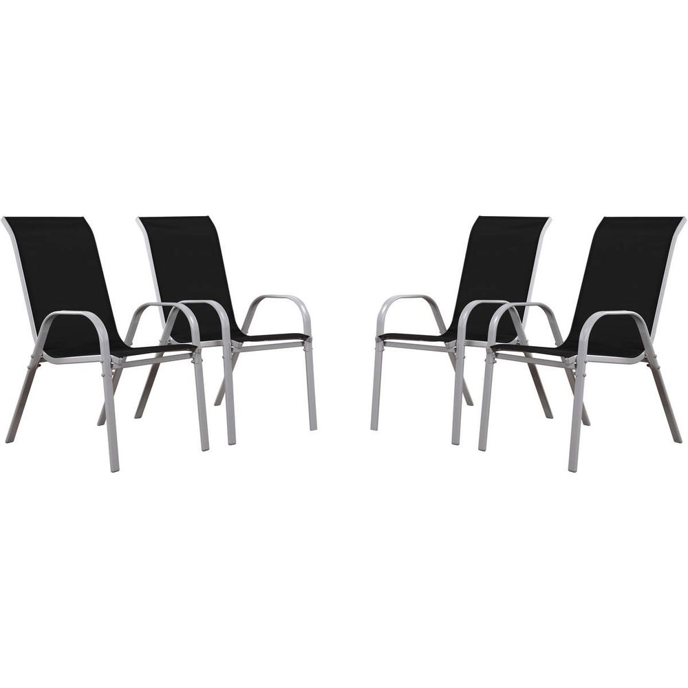 Fauteuil jardin Textilène Cordoba - Phoenix - Noir - Lot de 4