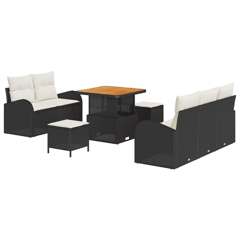 Ensemble de canapé de jardin 8 pc noir polyrotin