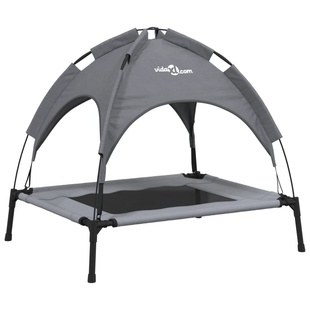 Lit pour chien avec auvent anthracite tissu oxford et acier