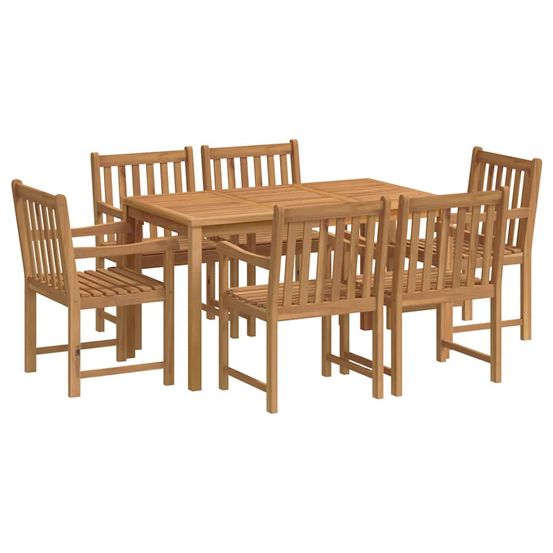 Ensemble de salle à manger de jardin 7 pièces 140 x 80 cm en bois de teck massif