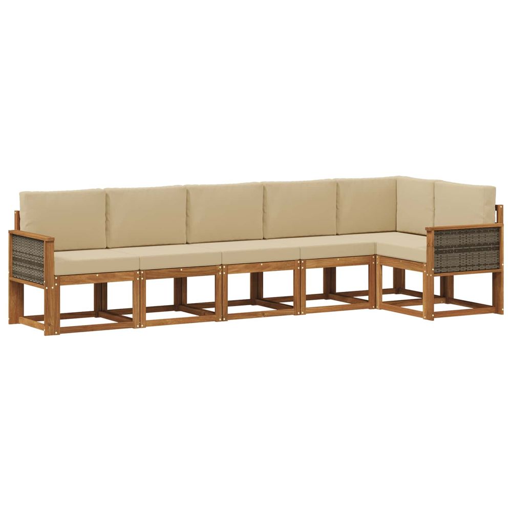 Ensemble de canapés d'extérieur 6 pc naturel et beige polyester