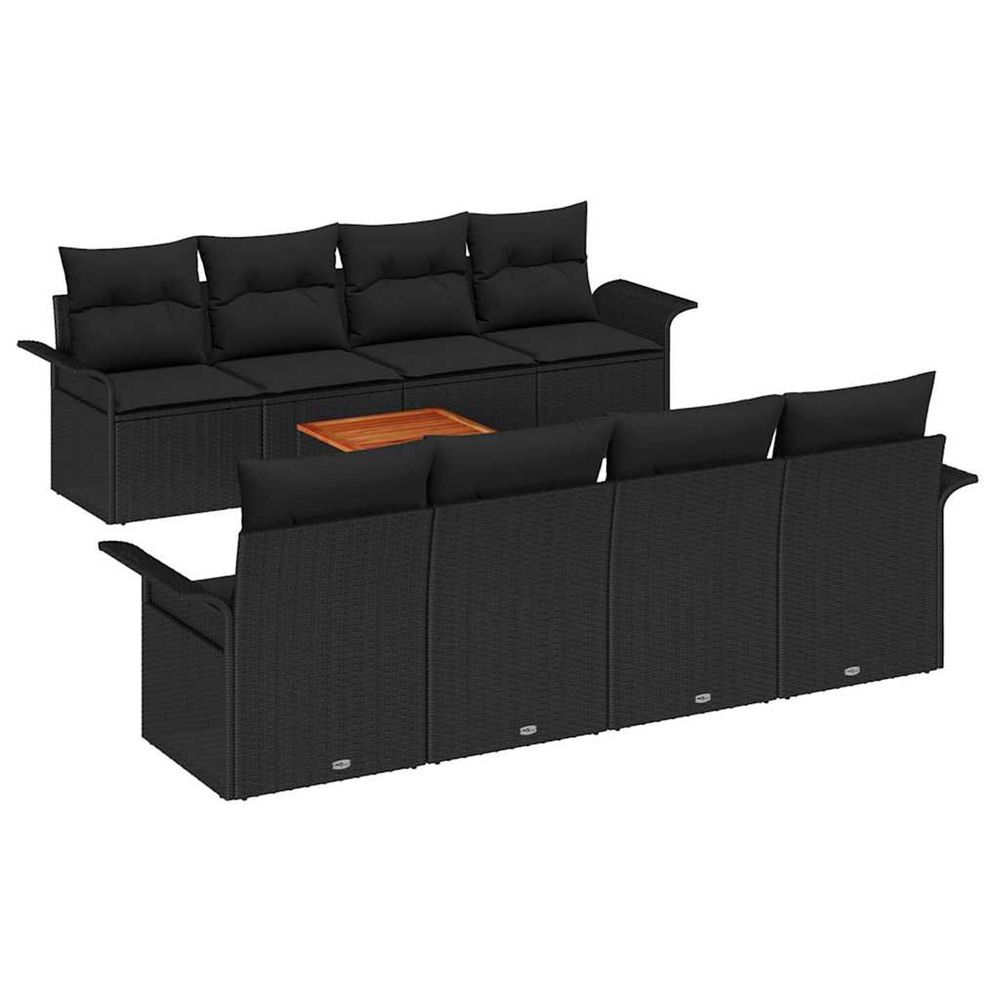 Ensemble de canapé de jardin 9 pièces noir polyrotin