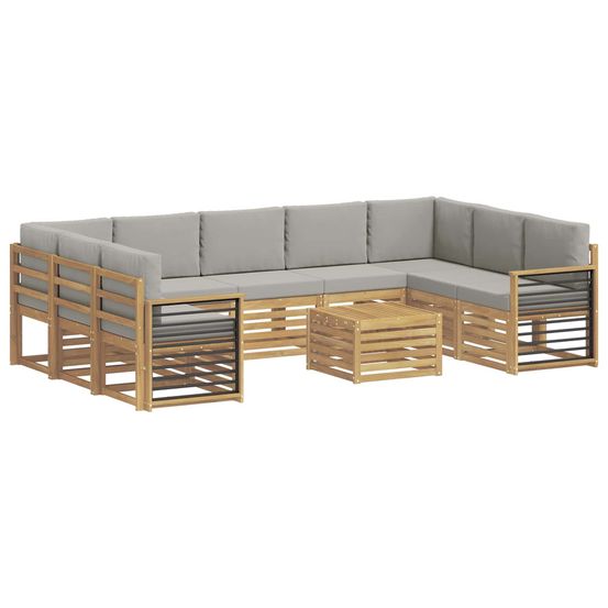 Ensemble de canapés d'extérieur 10 pc blanc et gris clair
