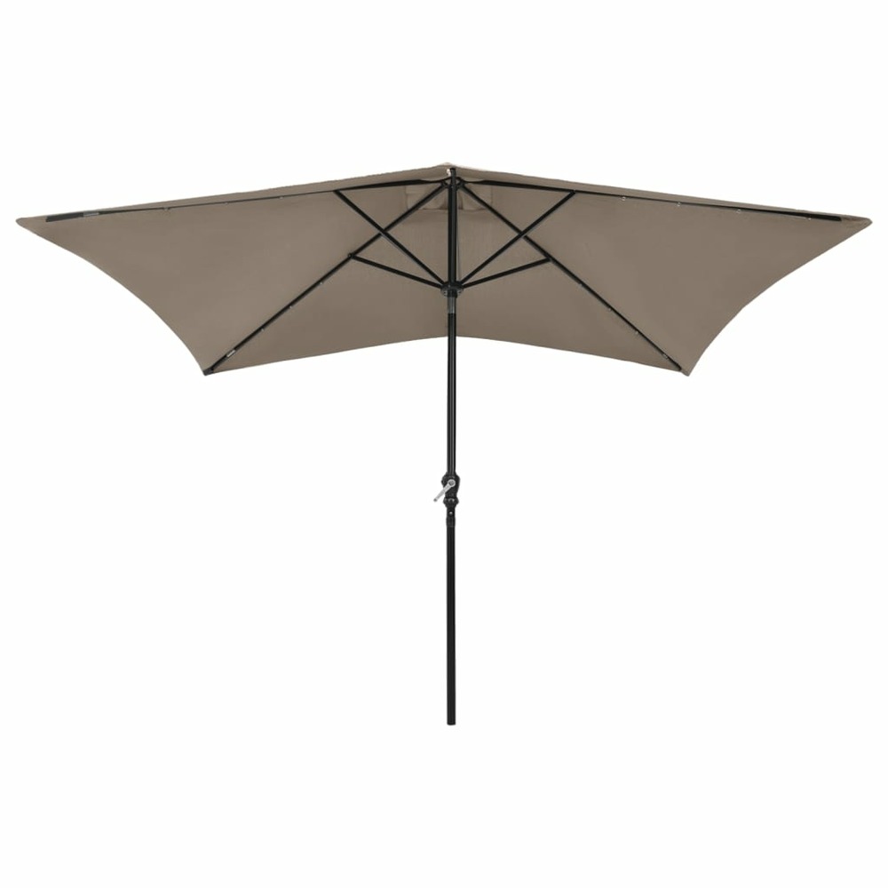 Parasol de jardin avec led et mât en acier taupe 2x3 m