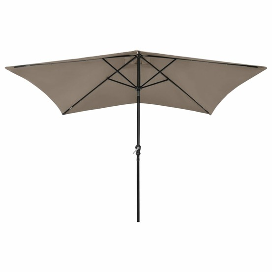 Parasol de jardin avec led et mât en acier taupe 2x3 m