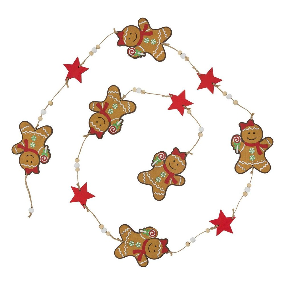 Guirlande pain d'épice l.1,8m bois assorti