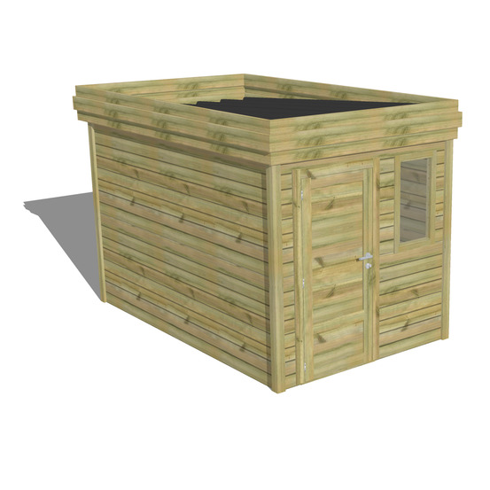 Abri de jardin bois pin traité autoclave 27mm - 2,14x3,44m / 7m2 - bac acier - abri français