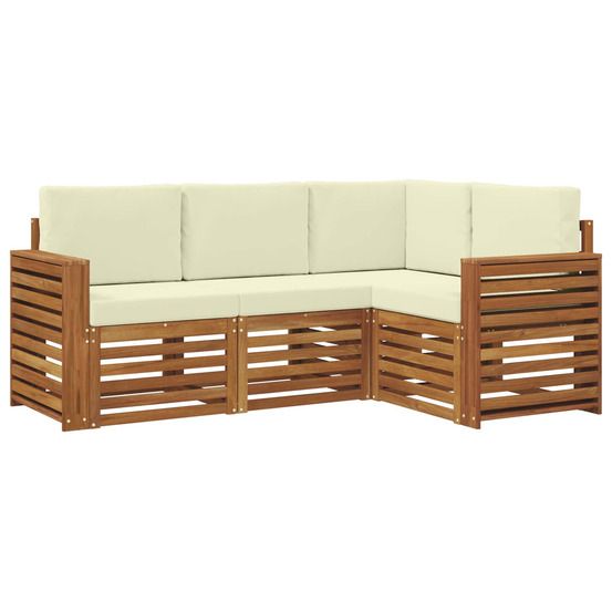 Ensemble de canapés d'extérieur 4 pc naturel et crème polyester