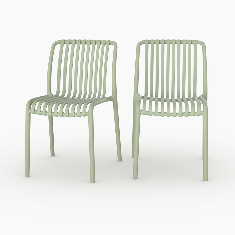 Duli-lot de 2 chaises de jardin empilables en plastique vert pastel