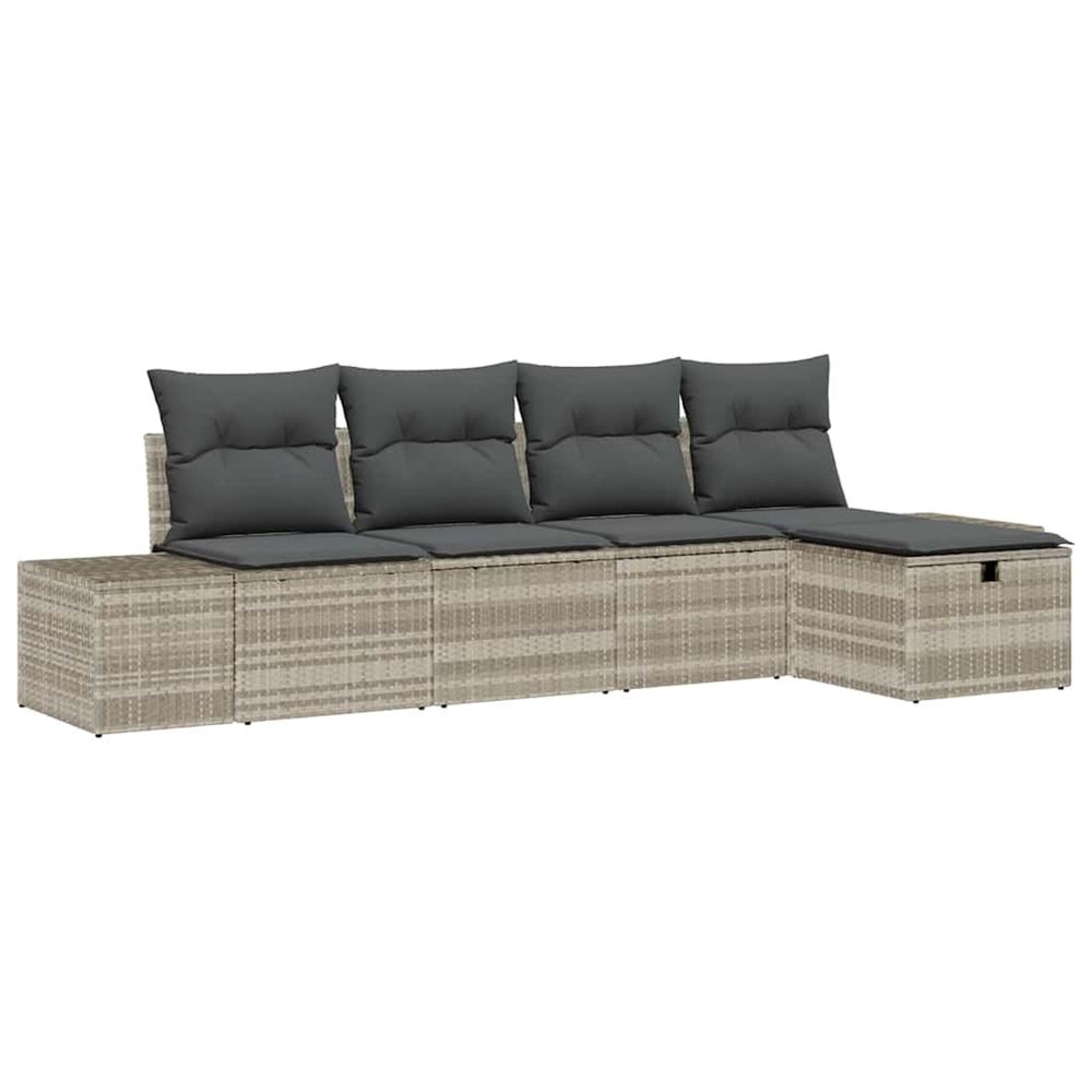 Ensemble de canapé de jardin 5 pc gris clair polyrotin