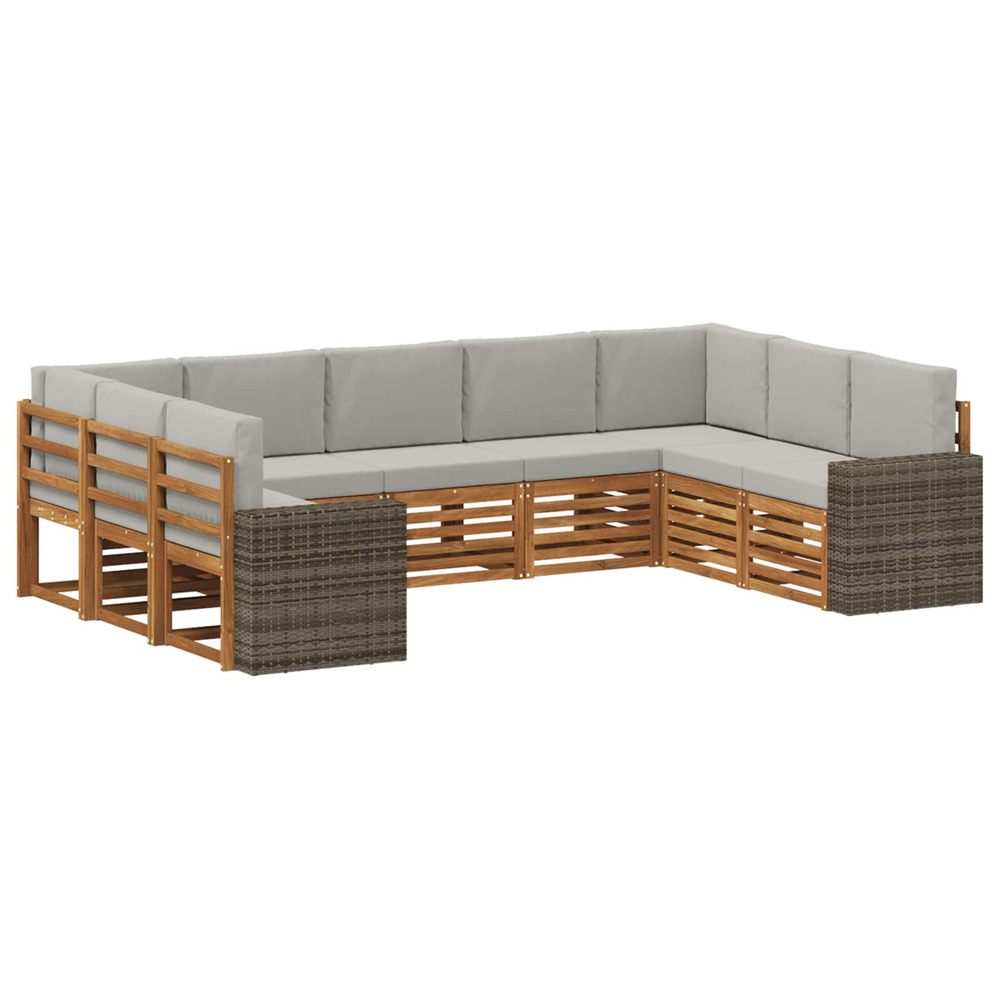 Ensemble de canapé d'angle 9 pcs naturel et gris clair