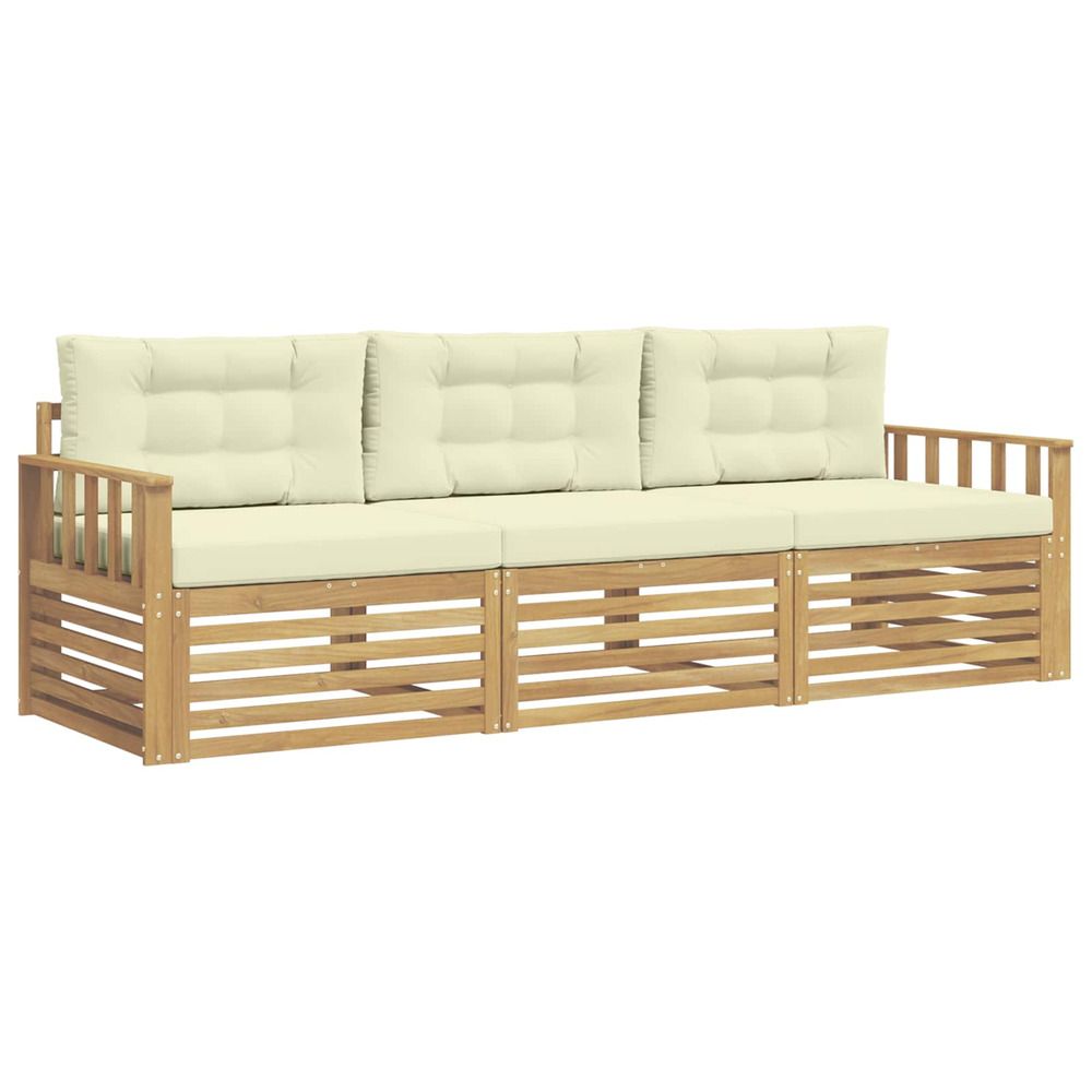 Ensemble de canapés d'extérieur 3 pc blanc et crème polyester