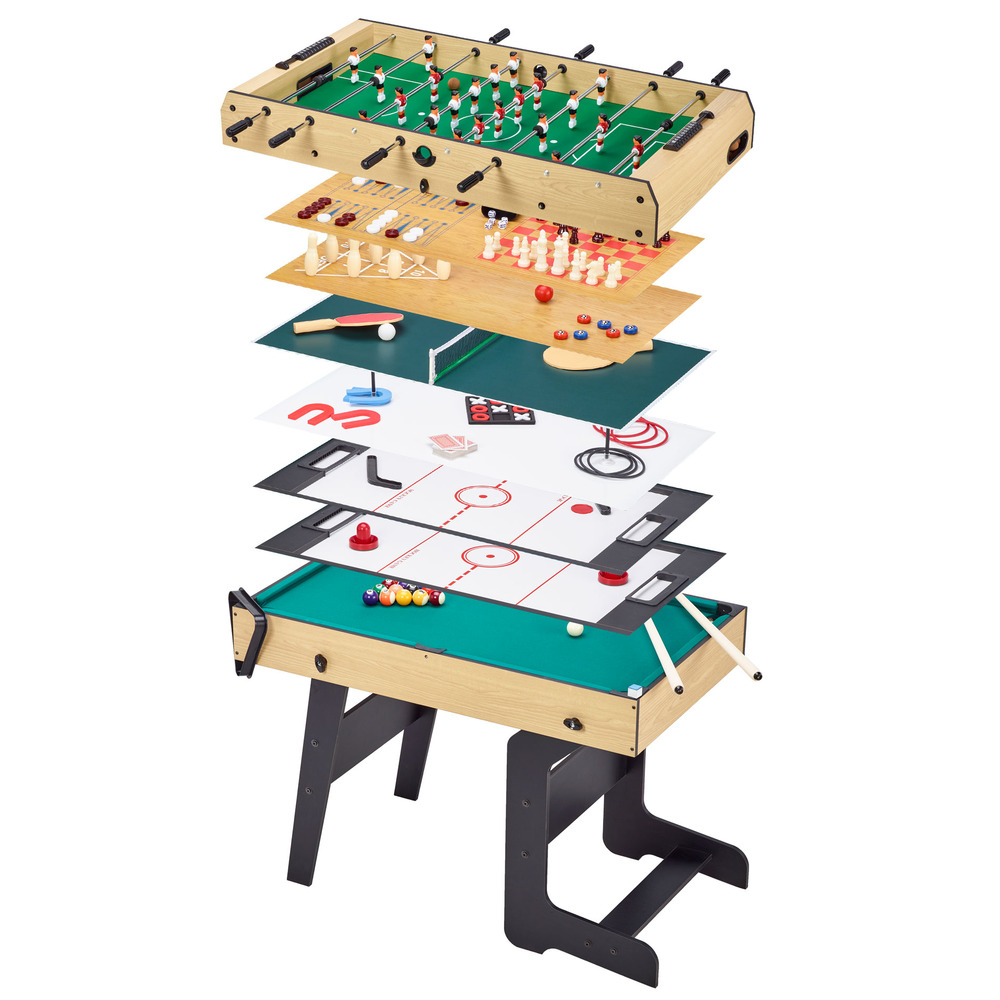 Table multi jeux pliable 16 en 1 - baby-foot, ping pong, billard, bowling, palet