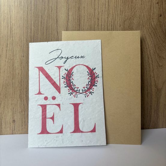 Carte ensemencée à planter - joyeux noël couronne